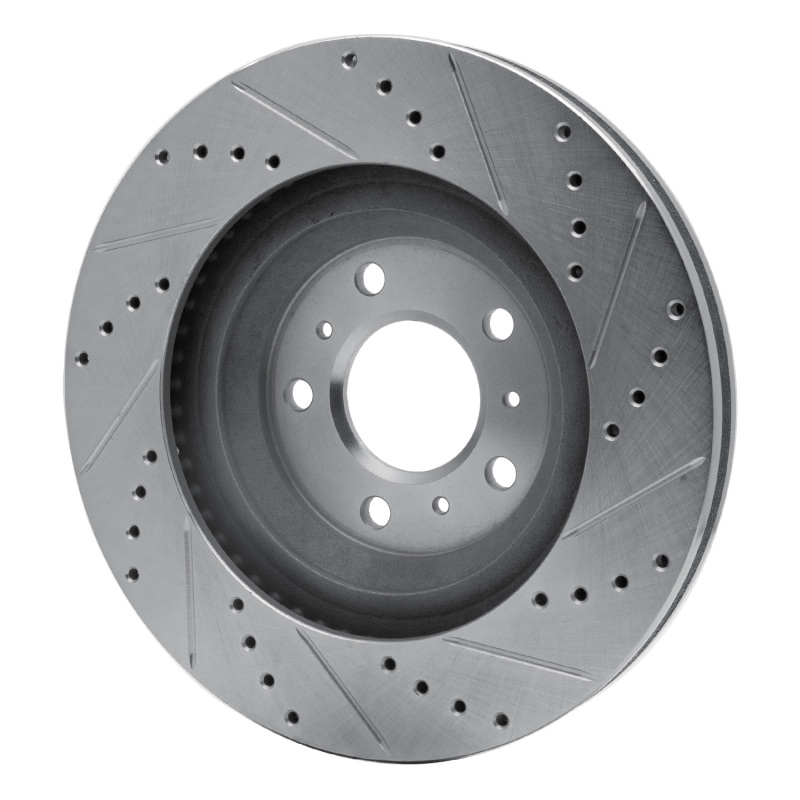 Buick Allure Brake Rotor (1) - Front Left - R1 Concepts - Drilled & Slotted - Silver - `06-`16